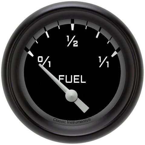 Classic Instruments Auto Cross Gray Series Gauges AX214GBPF Gauges, Series, Fuel Level, 0/1-1/1, Analog, Electrical, 2 5/8 in., Black Face, White Numbers, 0 ohms Empty, 30 ohms Full, Each