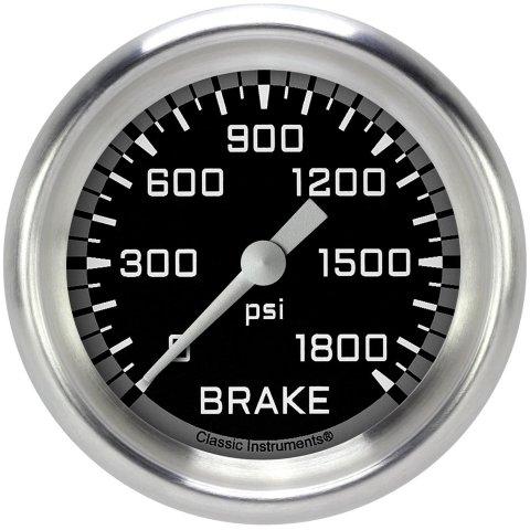 Classic Instruments Auto Cross Gray Series Gauges AX367GAPF Gauges, Series, Brake Pressure, 0-1,800 psi, Analog, Electrical, 2 5/8 in., Black Face, White Numbers, 1/8 in. NPT Thread, Each