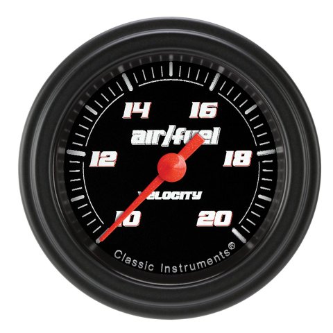 Classic Instruments Velocity Series Gauges VS194BBLF Gauges, Series, Air/Fuel Ratio - Wideband, 10:1-20:1 Air/Fuel Ratio, Analog, Electrical, 2 1/8 in., Black Face, White Numbers, Each