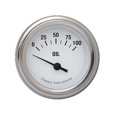 Classic Instruments White Hot Series Gauges WH81SLF Gauge, Series, Oil Pressure, 0-100 psi, 2 1/8 in., Face, Analog, Electrical, Each