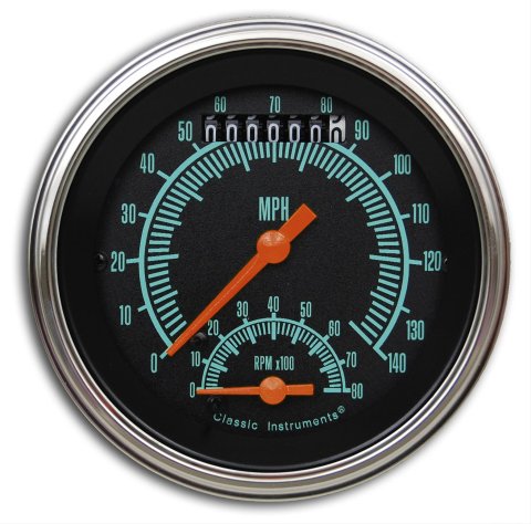 Classic Instruments G-Stock Series Gauge Sets GS20SLC Gauge, Series, Dual, Speedometer, Tachometer, 3 3/8 in., Black Face, Analog, Electronic, Each