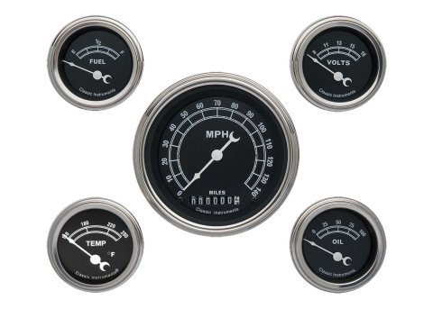 Classic Instruments Traditional Series Gauge Sets TR00SLC Gauges, Series, Analog, Electronic, Speedometer, Oil Pressure, Fuel Level, White Face, Kit