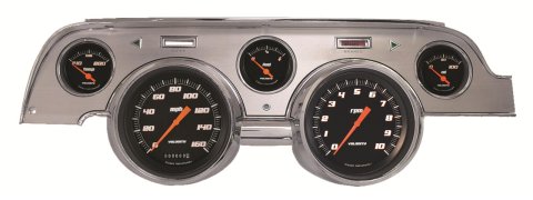 Classic Instruments 1967-68 Mustang Package Gauge Sets MU67VSBBA Gauges, Velocity Style, Speedometer, Tach, Water Temperature, Fuel Level, Black Face, Analog, Ford, Kit