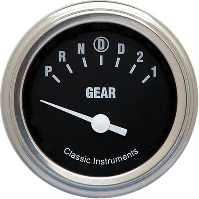 Classic Instruments Gear Selector Gauges HR06SLF Gauge, Selector, Round, Dash Mount, 2 1/8 in., Black Face, Polished Bezel, Overdrive, Each