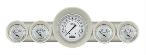 Classic Instruments 1959-60 Chevy Package Gauge Sets CH59CW54 Gauges, White Style, Speedometer, Water Temperature, Fuel Level, White Face, Analog, Chevy, Kit