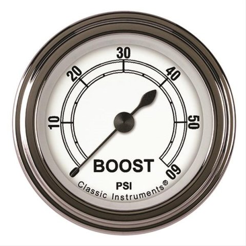 Classic Instruments White Series Gauges CW143SLF Boost Gauge, CLASSIC WHITE 2" BOOST, 60psi ELECT, FULL SWEEP