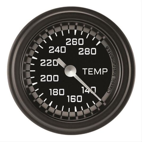 Classic Instruments Auto Cross Gray Series Gauges AX126GBLF-12 Gauge, Series, Water Temperature, 140-280 Degrees F, 2 1/8 in., Black/Gray Face, Analog, Electrical, Each