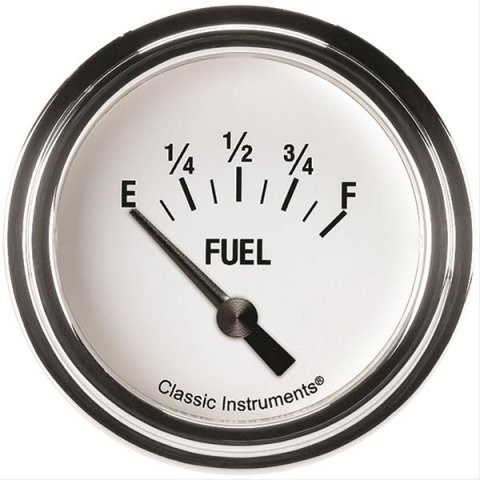 Classic Instruments White Hot Series Gauges WH211SLF Gauge, Series, Fuel Level, Empty/Full, 75 Ohms/10 Ohms, 2 5/8 in., Analog, Electrical, Each
