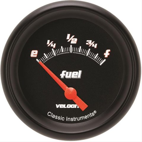 Classic Instruments Velocity Series Gauges VS211BBPF Gauge, Black Series, Fuel Level, Empty/Full, 75 Ohms/10 Ohms, 2 5/8 in., Performance Bezel, Analog, Electrical, Each