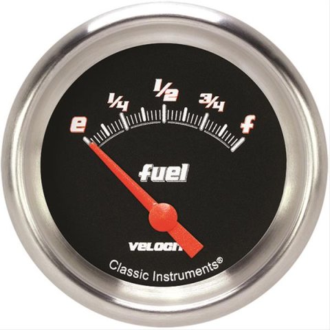 Classic Instruments Velocity Series Gauges VS212BAPF Gauge, Black Series, Fuel Level, Empty/Full, 0 Ohms/90 Ohms, 2 5/8 in., Performance Bezel, Analog, Electrical, Each