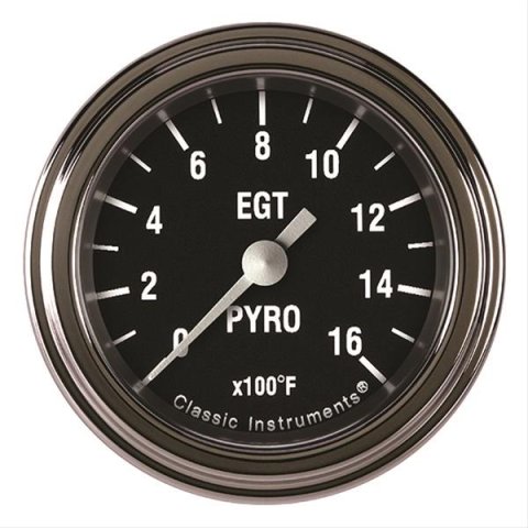 Classic Instruments Hot Rod Series Gauges HR198SLF Gauge, Series, Pyrometer, 0-1,600 Degrees F, 2 1/8 in., Analog, Electrical, Each