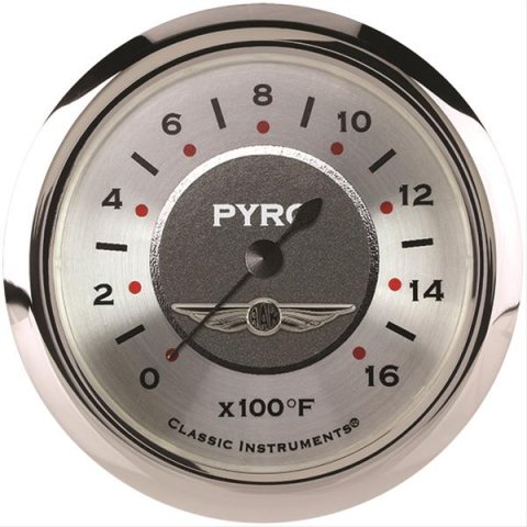 Classic Instruments All-American Series Gauges AW398SRC Gauge, Analog, Series, EGT, 0-1600 Degrees F, 2 5/8 in. Diameter, Silver Face, Full Sweep, Each