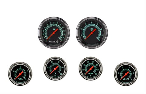 Classic Instruments G-Stock Series Gauge Sets GS301SLF Gauges, Series, Speedometer, Tachometer, Fuel Level, Oil Pressure, Water Temperature, Volt, Black Face, Analog, Set of 6