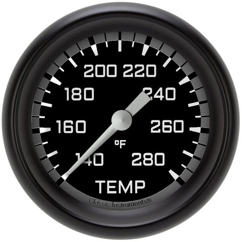 Classic Instruments Auto Cross Gray Series Gauges AX326GBPF-12 Gauges, Series, Water Temperature, 140-280 degrees F, Analog, Electrical, 2 5/8 in., Black Face, White Numbers, M12 x 1.5 Thread, Each