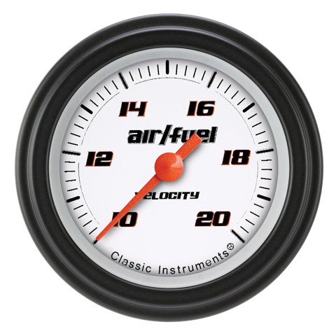 Classic Instruments Velocity Series Gauges VS194WBLF Gauges, Series, Air/Fuel Ratio - Wideband, 10:1-20:1 Air/Fuel Ratio, Analog, Electrical, 2 1/8 in., White Face, Black Numbers, Each