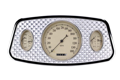 Classic Instruments 1933-34 Ford Car Package Gauge Sets FC33OE Gauges, Speedometer, Tachometer, Water, Volt, Fuel, Oil, Beige Face, Polished Bezel, Engine-Turned Face Plate, Ford, Kit