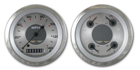 Classic Instruments All-American Series Gauge Sets AW02SRC Gauges, Analog, All-American, Speedometer, Fuel Level, Water Temperature, Oil Pressure, Voltmeter, Kit