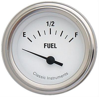 Classic Instruments White Hot Series Gauges WH11SLC Gauge, Series, Fuel Level, Empty-Full, 2 1/8 in., Face, Analog, Electrical, Each