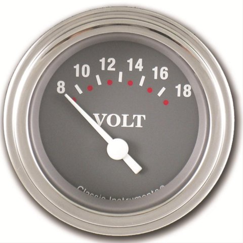 Classic Instruments SG Series Gauges SG30SLF Gauge, Series, Voltmeter, 8-18 V, 2 1/8 in., Gray Face, Analog, Electrical, Each