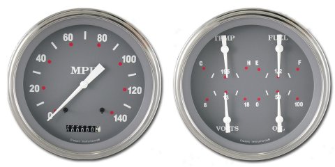 Classic Instruments SG Series Gauge Sets SG52SLF Gauges, Series, Speedometer, Water Temperature, Oil Pressure, Fuel Level, Gray Face, Analog, Pair