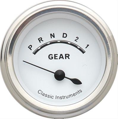 Classic Instruments Gear Selector Gauges CW07SLF Gauge, Selector, Round, Dash Mount, 2 1/8 in., White Face, Polished Bezel, without Overdrive, Each