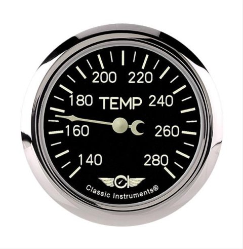 Classic Instruments Series Gauges CL326SRC-06 Gauge, Analog, Series, Water Temp, 140-280 Degrees F, 2 5/8 in. Diameter, Black Face, Full Sweep, Each
