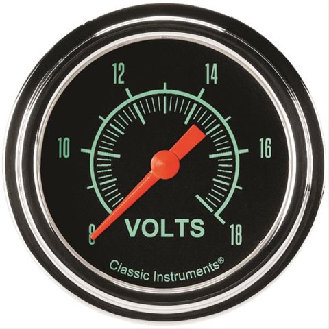 Classic Instruments G-Stock Series Gauges GS330SLF Gauge, Series, Voltmeter, 8-18 V, 2 5/8 in., Analog, Electrical, Each