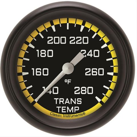 Classic Instruments Auto Cross Yellow Series Gauges AX327YBPF Gauge, Series, Transmission Temperature, 2 5/8 in., Performance Bezel, Analog, Electrical, Each