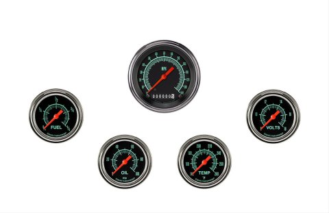 Classic Instruments G-Stock Series Gauge Sets GS300SLF Gauges, Series, Speedometer, Fuel Level, Oil Pressure, Water Temperature, Volt, Black Face, Analog, Set of 5