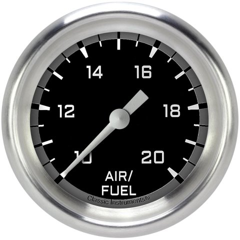 Classic Instruments Auto Cross Gray Series Gauges AX394GAPF Gauges, Series, Air/Fuel Ratio - Wideband, 10:1-20:1, Analog, Electrical, 2 5/8 in., Black Face, White Numbers, M18 x 1.5 Thread, Each