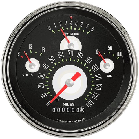 Classic Instruments Gauge Kits and Instrument Clusters TE40ASLF GAUGE CLUSTER