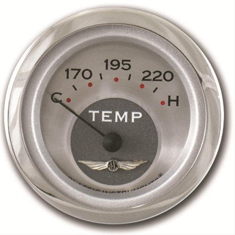 Classic Instruments All-American Series Gauges AW26SRC Gauges, Series, Water Temperature, Cool-Hot, Analog, Electrical, 2 1/8 in., Silver Face, Black Numbers, Stainless Steel Color Bezel, Each
