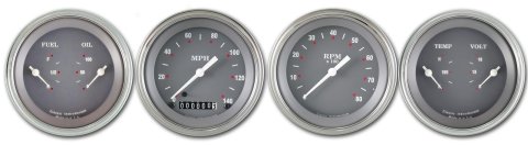 Classic Instruments SG Series Gauge Sets SG05SLF Gauges, SG, Speedometer, Tach, Water Temperature, Fuel Level, 3 3/8 in., Gray Face, Analog, Set of 4