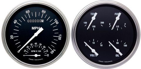 Classic Instruments 1947-53 Chevy Pickup Package Gauge Sets CT47HR62 Gauges, Hot Rod, Electronic, Water Temperature, Volt, Oil Pressure, Fuel Level, Speedometer, Tach, Chevy, Kit