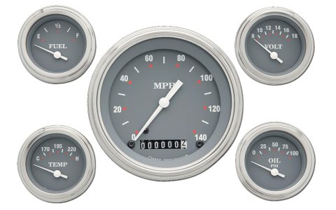 Classic Instruments SG Series Gauge Sets SG54SLC Gauges, SG, Speedometer, Water Temperature, Oil Pressure, Fuel Level, Voltmeter, Gray Face, Analog, Set of 5