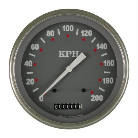 Classic Instruments SG Series Speedometers SG58SLC Speedometer, Series, 5 in. Diameter, 0-200 kph, Analog, Electrical, Curved Face, Each