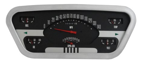Classic Instruments 1953-55 F-100 Package Gauge Sets FT53OE Gauges, Cluster, Direct-Fit, Black Face, White Numbers, Analog, Ford, Kit