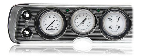 Classic Instruments 1964-65 Chevelle Package Gauge Sets CV64WH Gauges, White Hot Style, Speedometer, Tach, Water Temperature, Fuel Level, White Face, Analog, Chevy, Kit