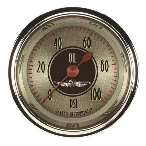 Classic Instruments All-American Nickel Series Gauges AN181SHC Oil Pressure Gauge, AMER NKL 2" OIL PRES 100psi FULL SWEEP