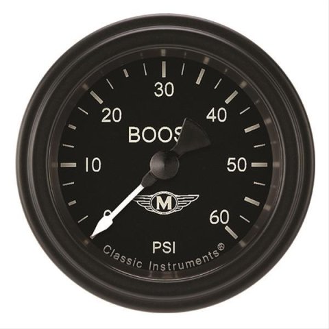 Classic Instruments Moal Bomber Series Gauges MA143BLF Boost Gauge, MOAL 2" BOOST, 60psi ELECTRIC, FULL SWEEP