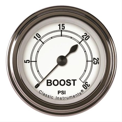 Classic Instruments White Series Gauges CW142SLF Boost Gauge, CLASSIC WHITE 2" BOOST, 30psi ELECT, FULL SWEEP