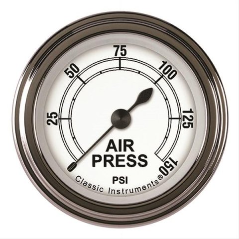 Classic Instruments White Series Gauges CW118SLF Air Pressure Gauge, CLASS WHITE 2" AIR PR 150psi ELECT, FULL SWEEP
