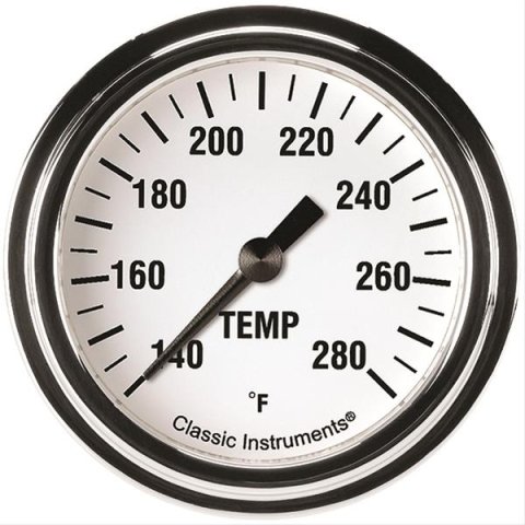 Classic Instruments White Hot Series Gauges WH326SLF-02 Gauge, Series, Water Temperature, 140-280 Degrees F, 2 5/8 in., Analog, Electrical, Each
