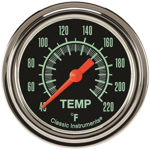 Classic Instruments G-Stock Series Gauges GS329SLF Gauge, G/Stock Stock Eliminator, Water Temp, 2 5/8 in., Black Face, Analog, Electrical, Each
