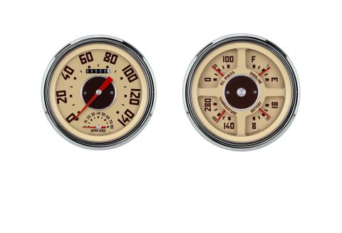 Classic Instruments 1947-53 GMC Pickup Package Gauge Sets CT47GM62 Gauges, Speedometer, Tachometer, Water Temperature, Fuel Level, Voltmeter, Oil Pressure, Beige Face, Analog, GMC, Kit