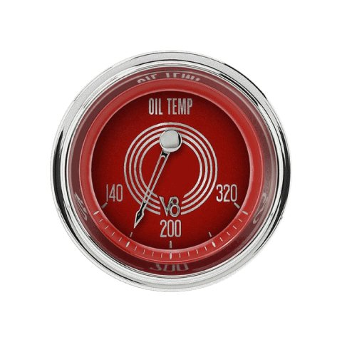 Classic Instruments V8 Red Steelie Series Gauges V8RS28SHC Gauge, Series, Analog, Oil Temperature, 140-320 degrees F , 2 1/8 in. Diameter, Face, Electrical, Each