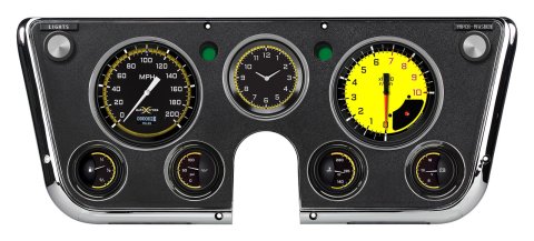Classic Instruments 1967-72 Chevy Truck Package Gauge Sets CT67DAXY-LS Gauges, AutoCross Yellow, Direct Fit, Display Gauge, Chevy/GMC, Truck, 1967-1972, LS Swap, Speed, Tach, Fuel, Volt, Oil Pressure, Water Temp, Kit