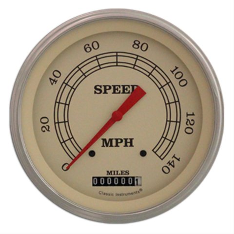 Classic Instruments Vintage Series Speedometers VT56SLC Speedometer, Series, 5 in. Diameter, 0-140 mph, Analog, Electrical, Curved Face, Each