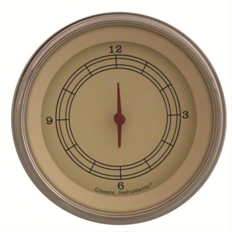 Classic Instruments Vintage Series Gauges VT93SLF Gauge, Series, Clock, 12 hours, 3 3/8 in., Tan Face, Analog, Electrical, Each