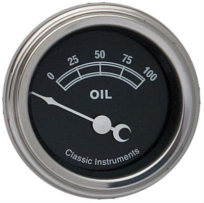 Classic Instruments Traditional Series Gauges TR81SLF Gauge, Series, Analog, Oil Pressure, 0-100 psi, 2 1/8 in. Diameter, Black Face, Electrical, Each